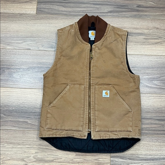 Carhartt Duck Vest V01 BRN in Tan/Brown Size Small